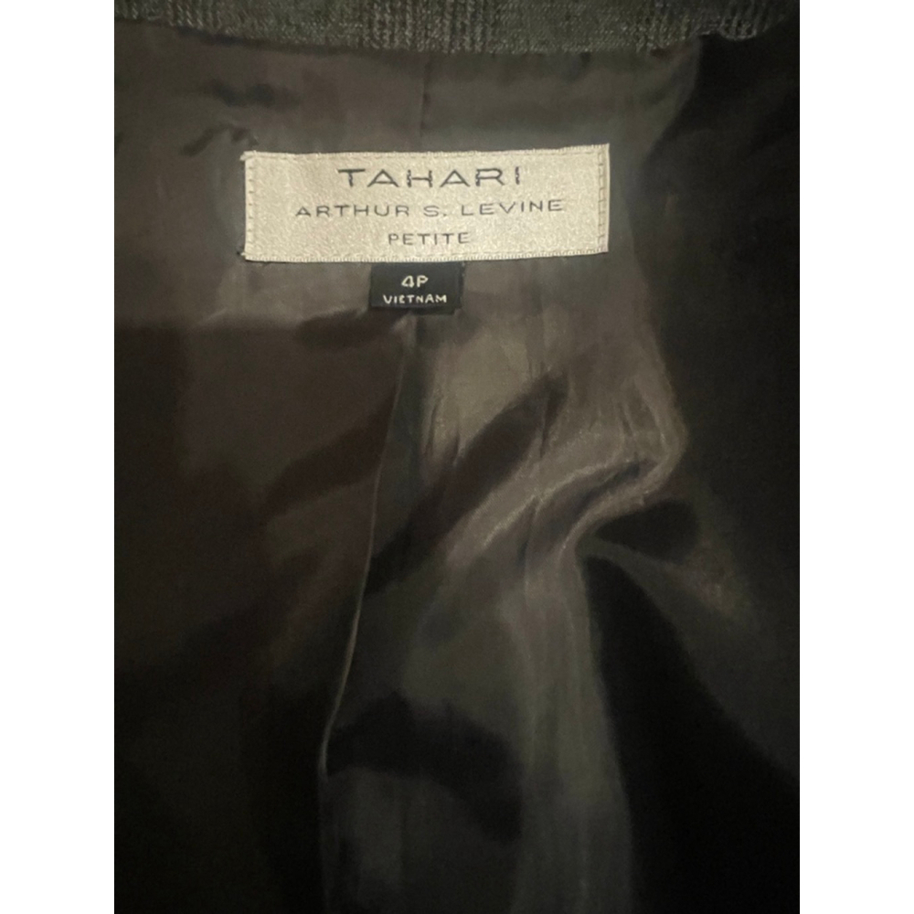 Women's Tahari Gray Blazer with Black Trim 4P - Picture 3 of 4